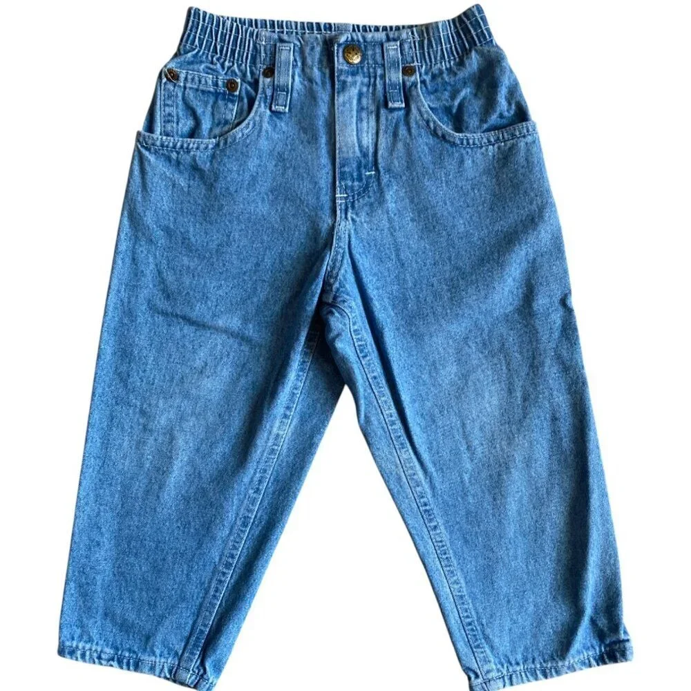 Vintage OshKosh B'Gosh Pink Label Blue Denim Elastic Waist Jeans Approx Size 3T